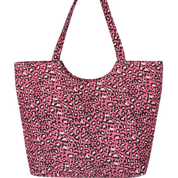 Pink Leopard Print Tote Bag - XL- Overnight Bag - NWT - Picture 2 of 8